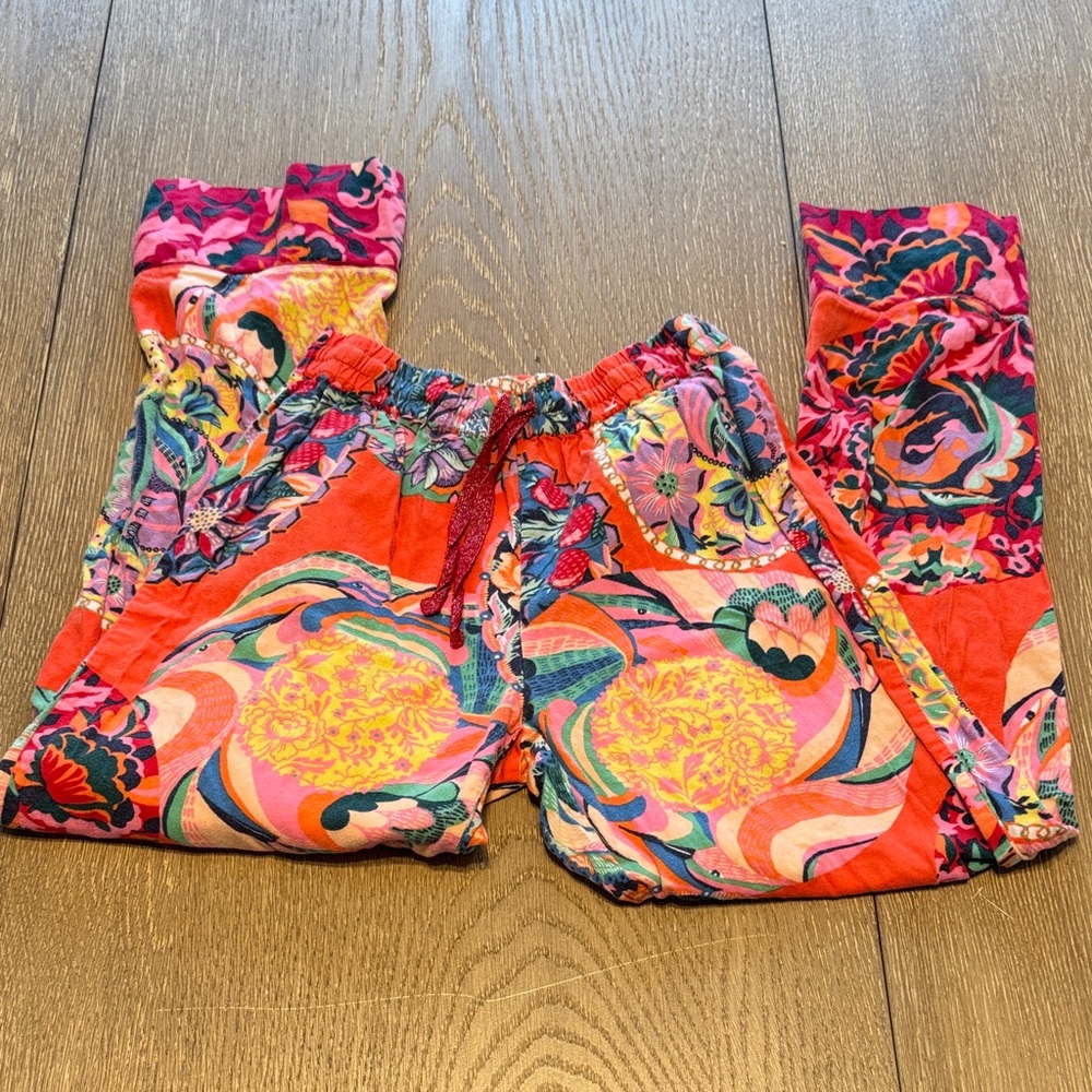 Anthropologie Vibrant Orange & Pink Paisley Satin Pajama Set - Picture 2 of 8